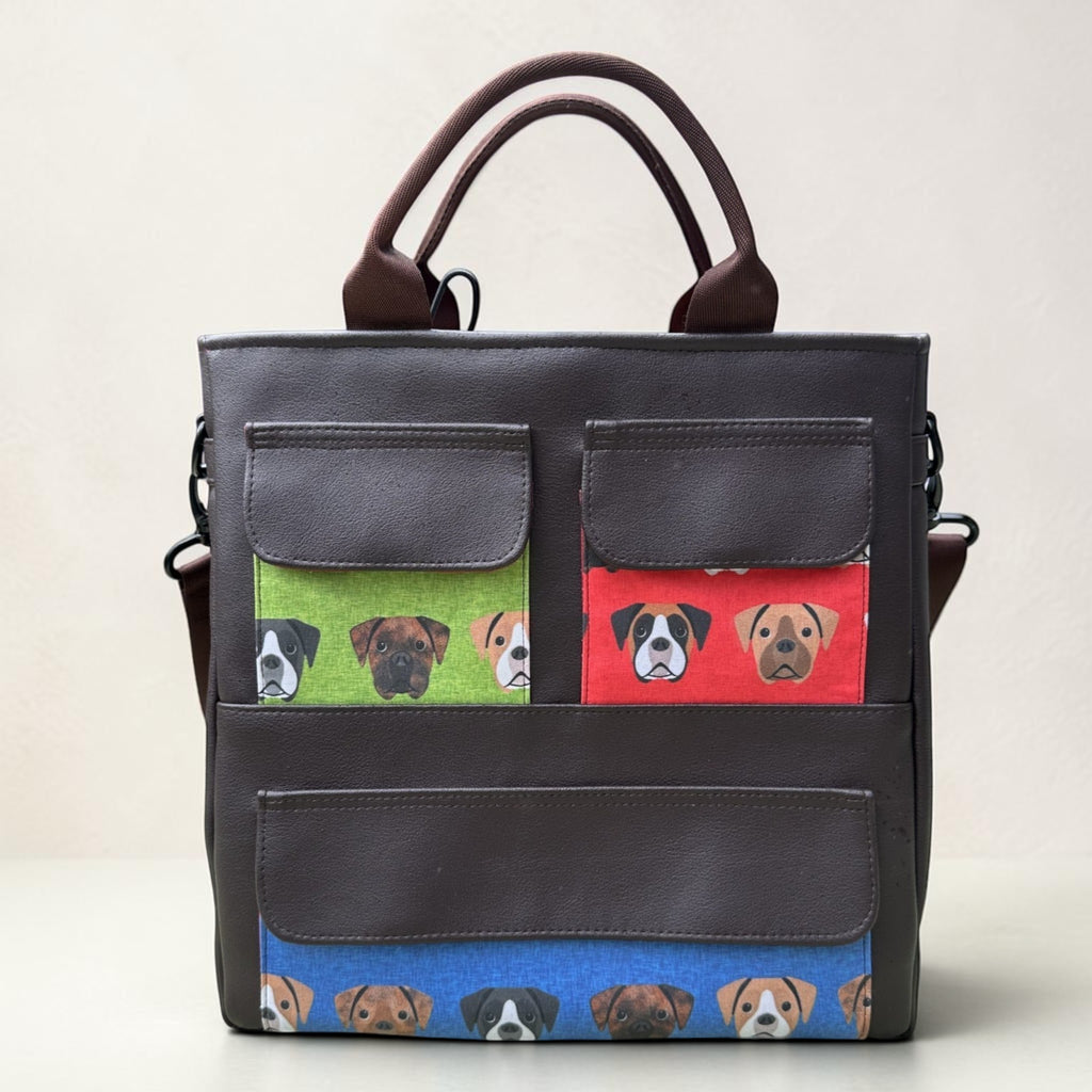 Boxer Dog Multi Pocket Tote Bag. The Avalow Tote