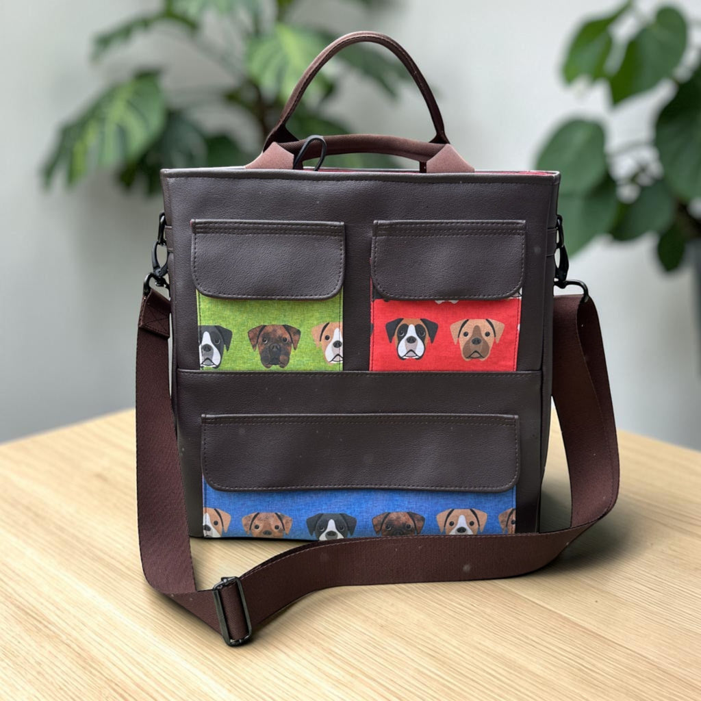 Boxer Dog Multi Pocket Tote Bag. The Avalow Tote