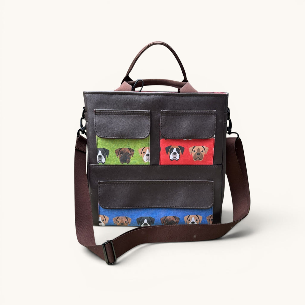 Boxer Dog Multi Pocket Tote Bag. The Avalow Tote