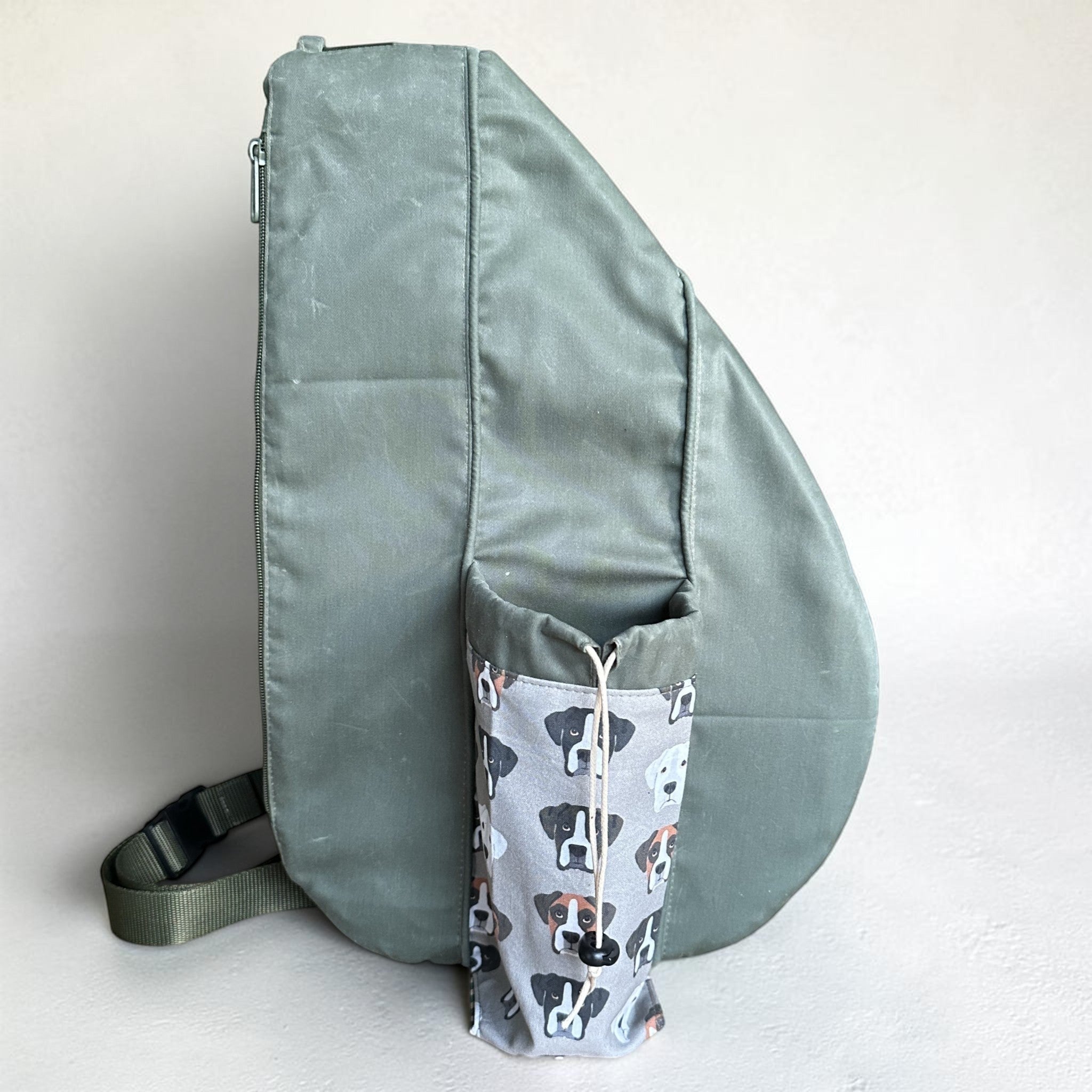 Boxer Dog Waxed Canvas Bottle Sling Bag ~ LARGE