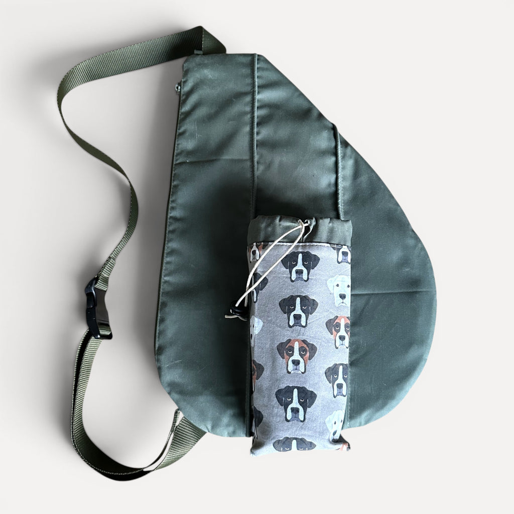 Boxer Dog Waxed Canvas Bottle Sling Bag ~ LARGE