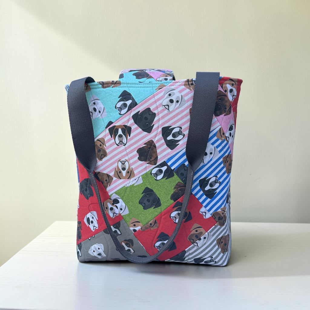 Boxer Dog Patchwork Tote Bag – Quilted Craft Bag