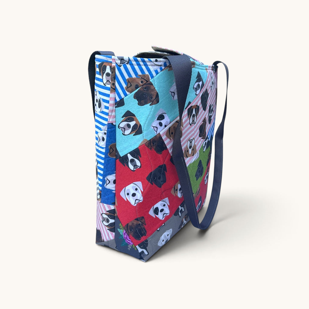 Boxer Dog Patchwork Tote Bag – Quilted Craft Bag