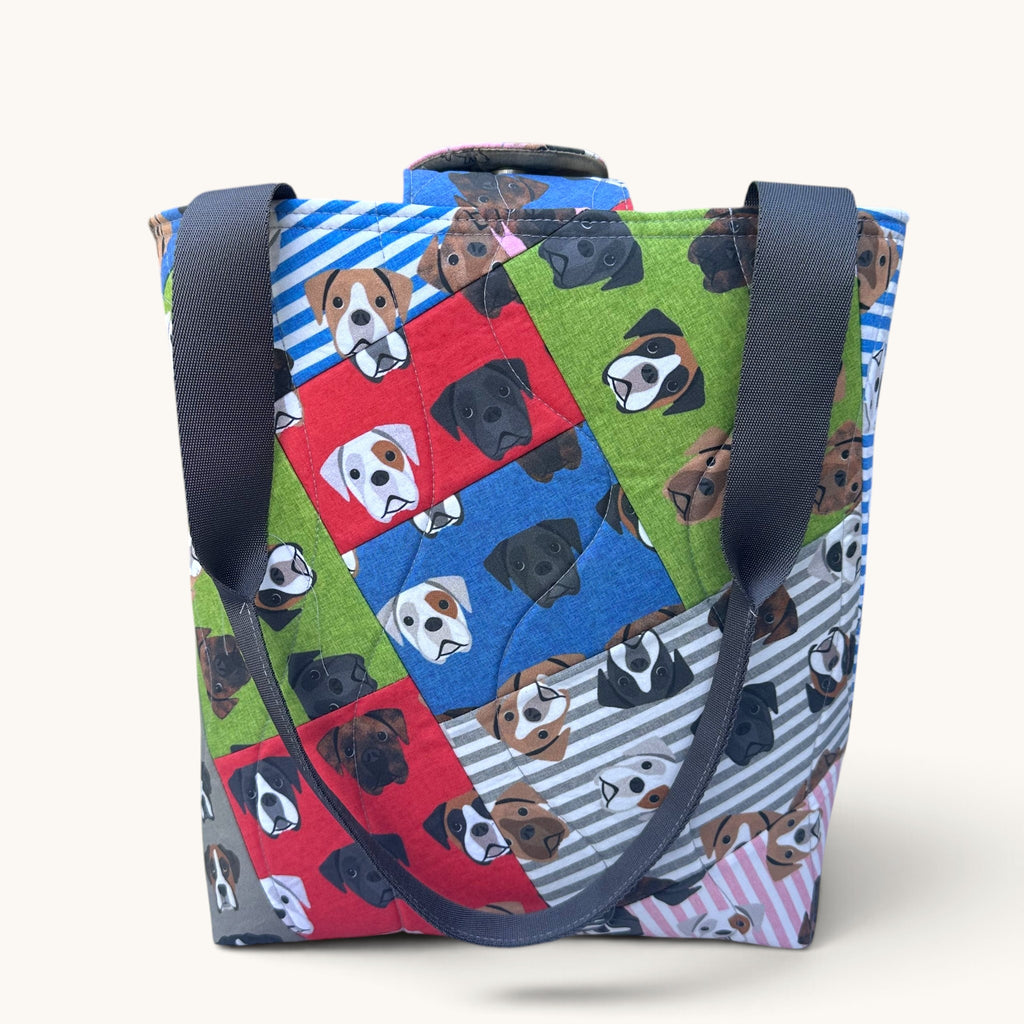 Boxer Dog Patchwork Tote Bag – Quilted Craft Bag