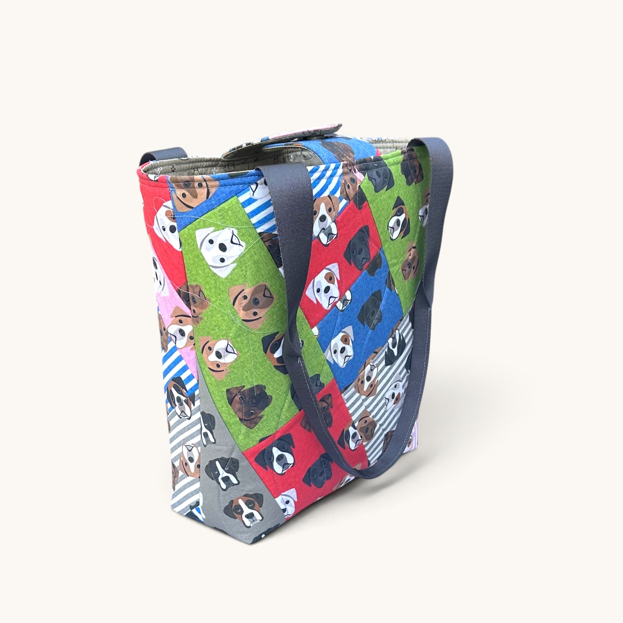 Boxer Dog Patchwork Tote Bag – Quilted Craft Bag