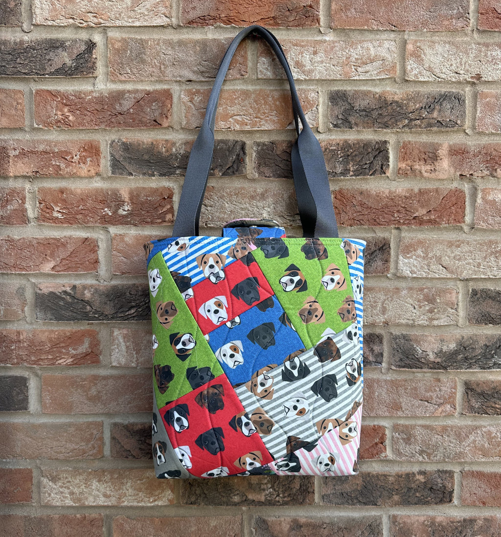 Boxer Dog Patchwork Tote Bag – Quilted Craft Bag