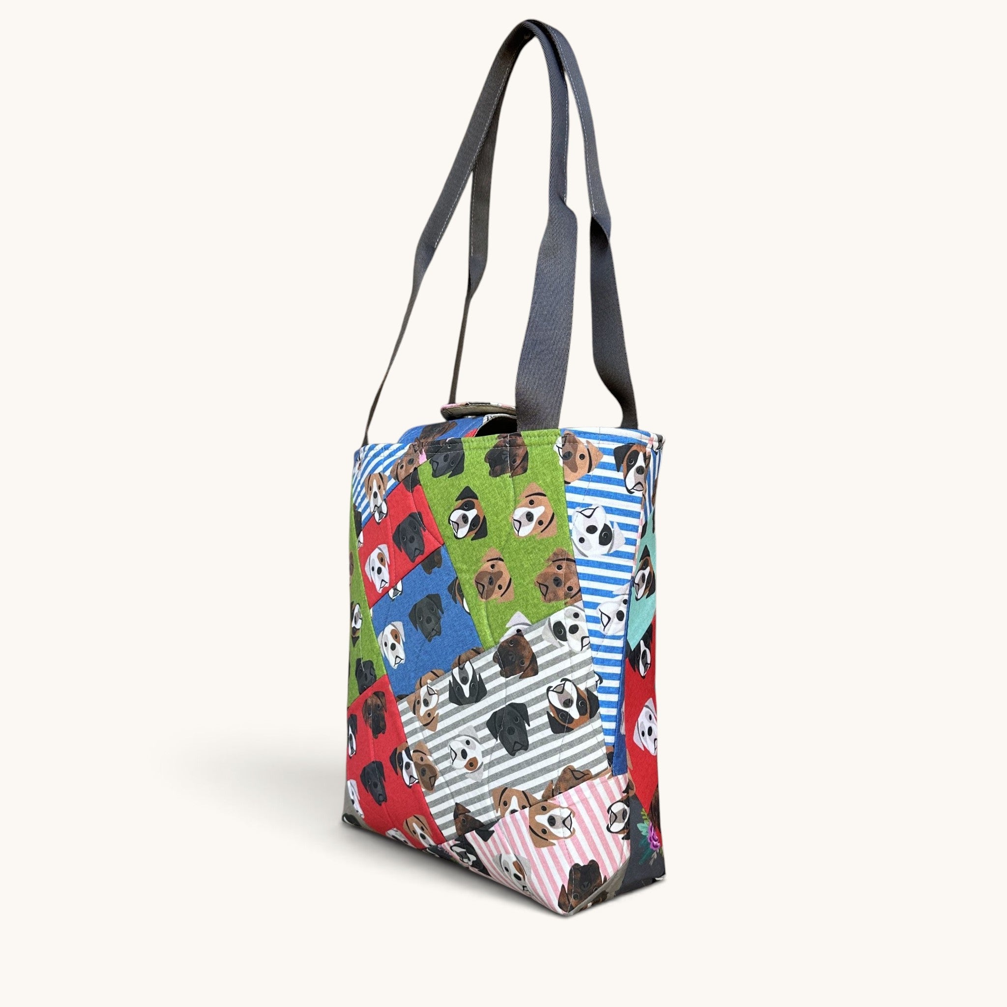 Boxer Dog Patchwork Tote Bag – Quilted Craft Bag