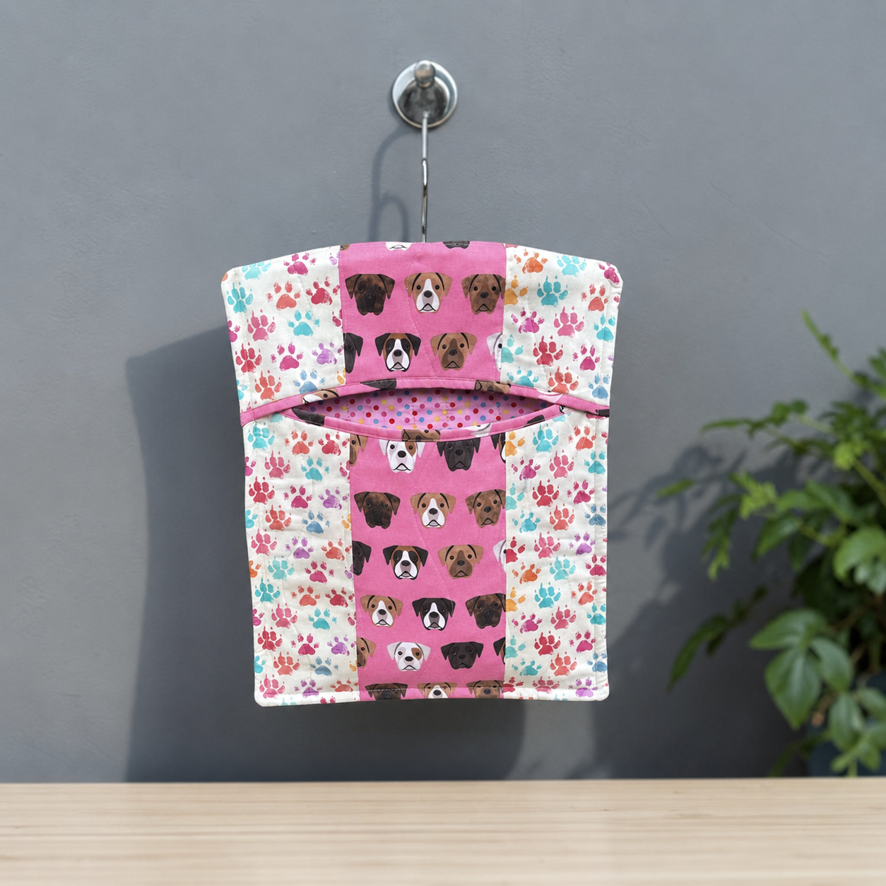 Boxer Dog Quilted Peg Bag – Pink or Turquoise