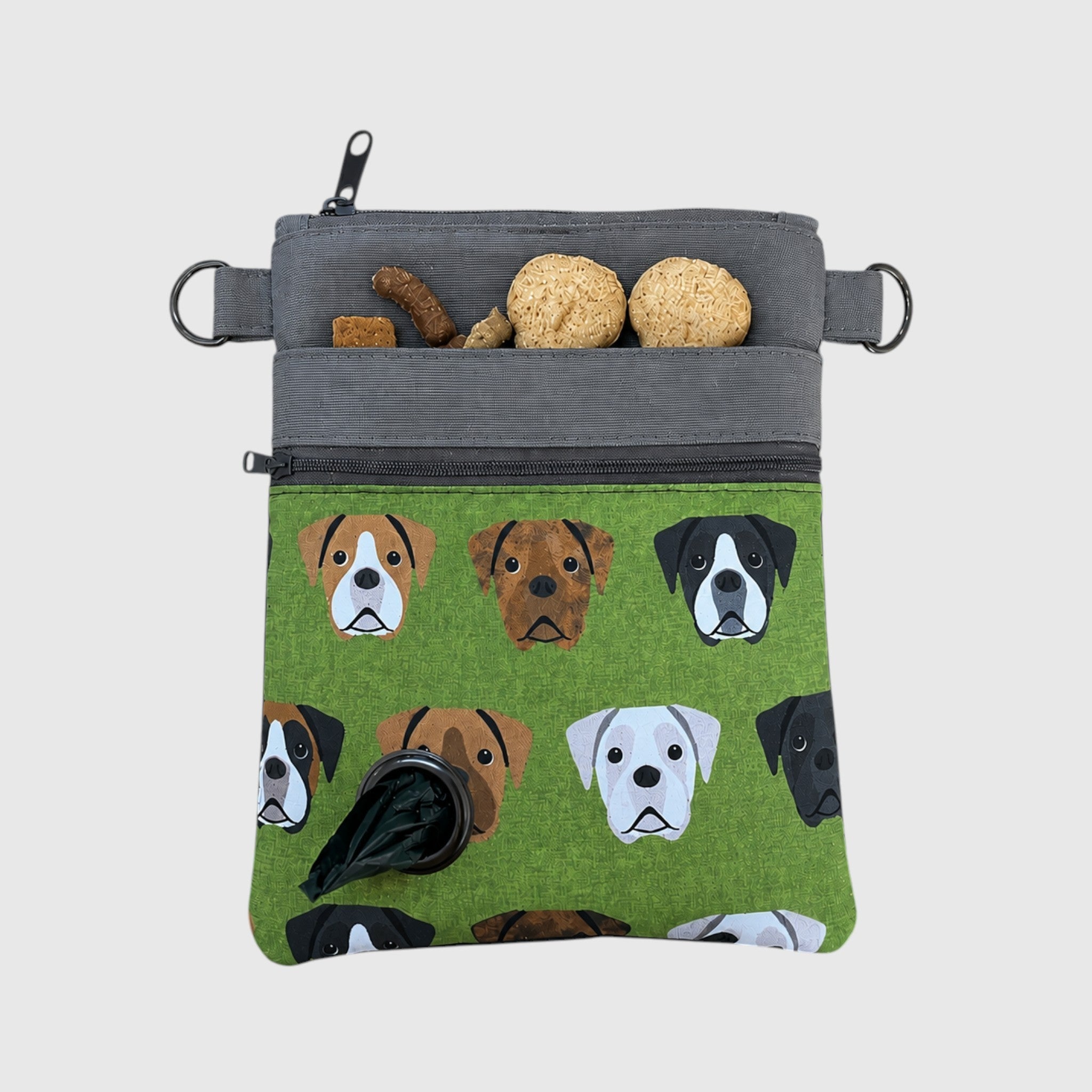 Boxer Dog Walking Bag with Poo Bag Dispenser & Treat Pocket. Many Colour Choices