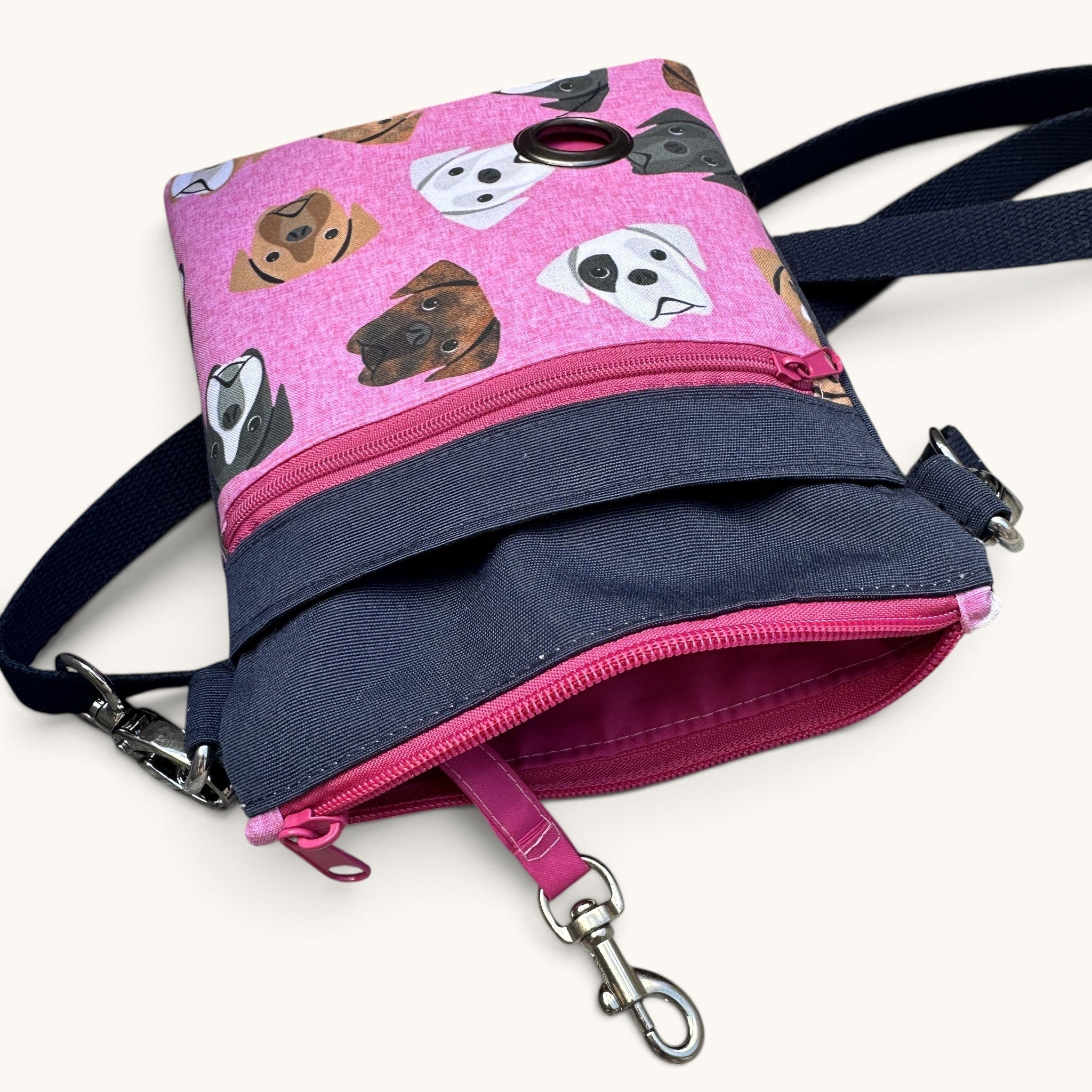 Boxer Dog Walking Bag with Poo Bag Dispenser & Treat Pocket. Many Colour Choices