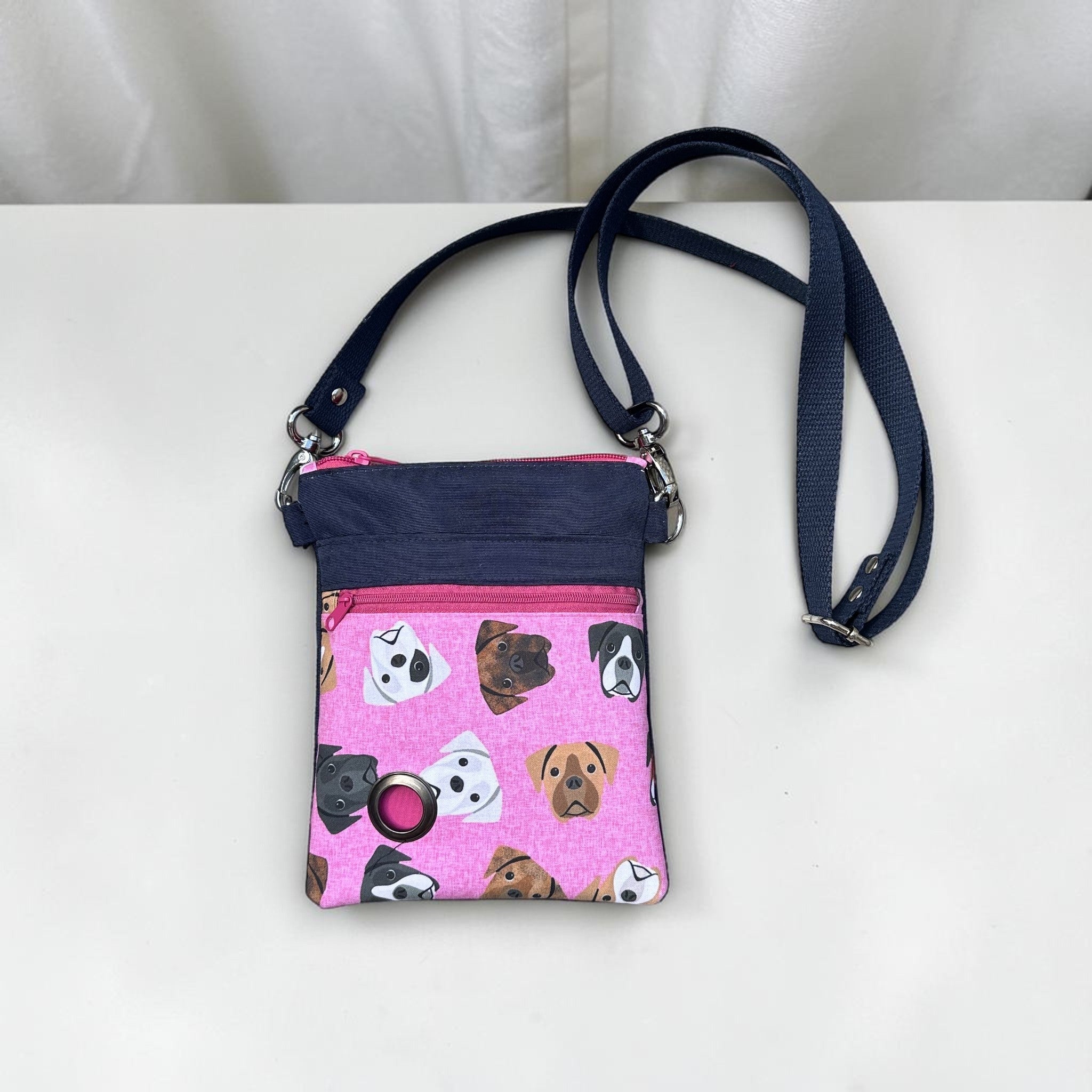Boxer Dog Walking Bag with Poo Bag Dispenser & Treat Pocket. Many Colour Choices