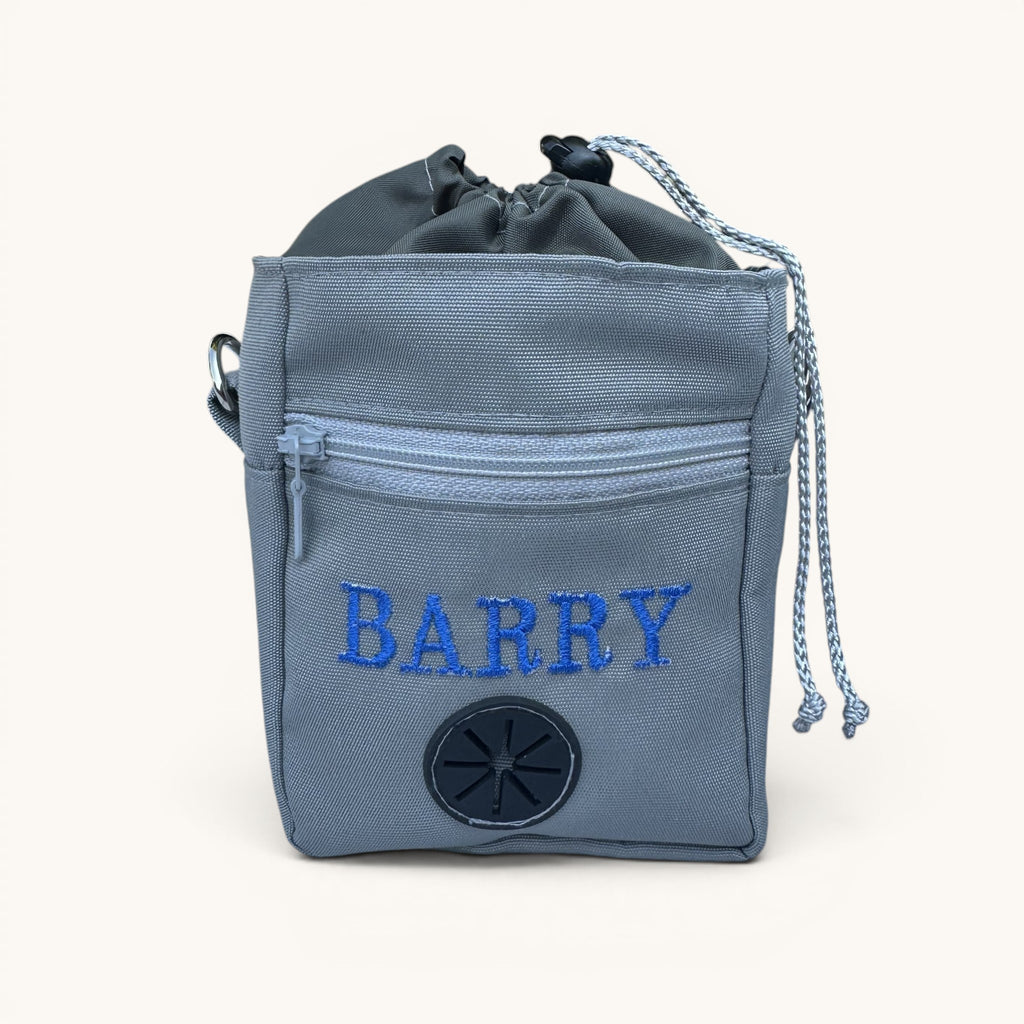 Personalised Dog Treat Bag with Poo Bag Dispenser. 6 Colours