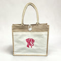 Boxer Dog Embroidered Jute Tote Bag - Cream
