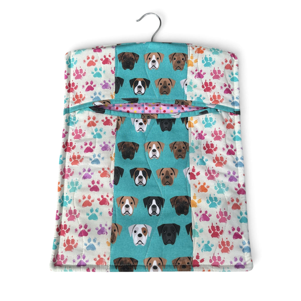 Boxer Dog Quilted Peg Bag – Pink or Turquoise