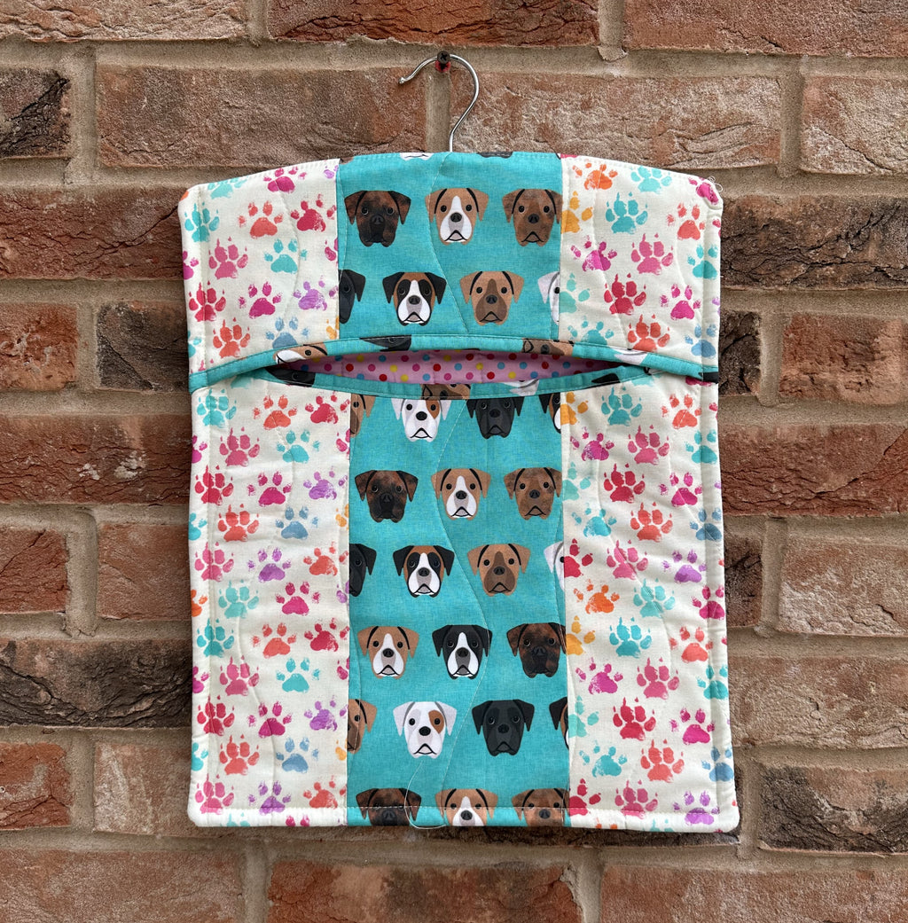 Boxer Dog Quilted Peg Bag – Pink or Turquoise