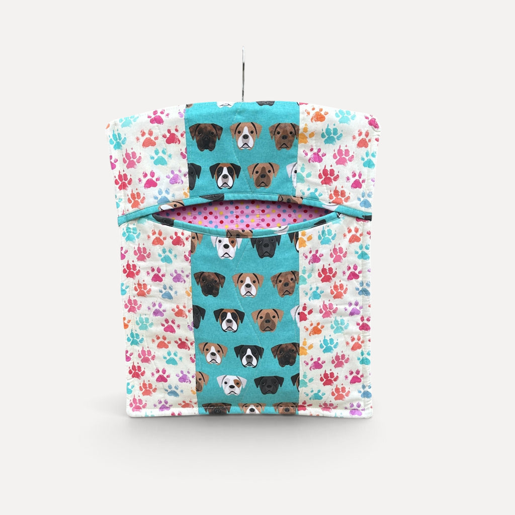 Boxer Dog Quilted Peg Bag – Pink or Turquoise