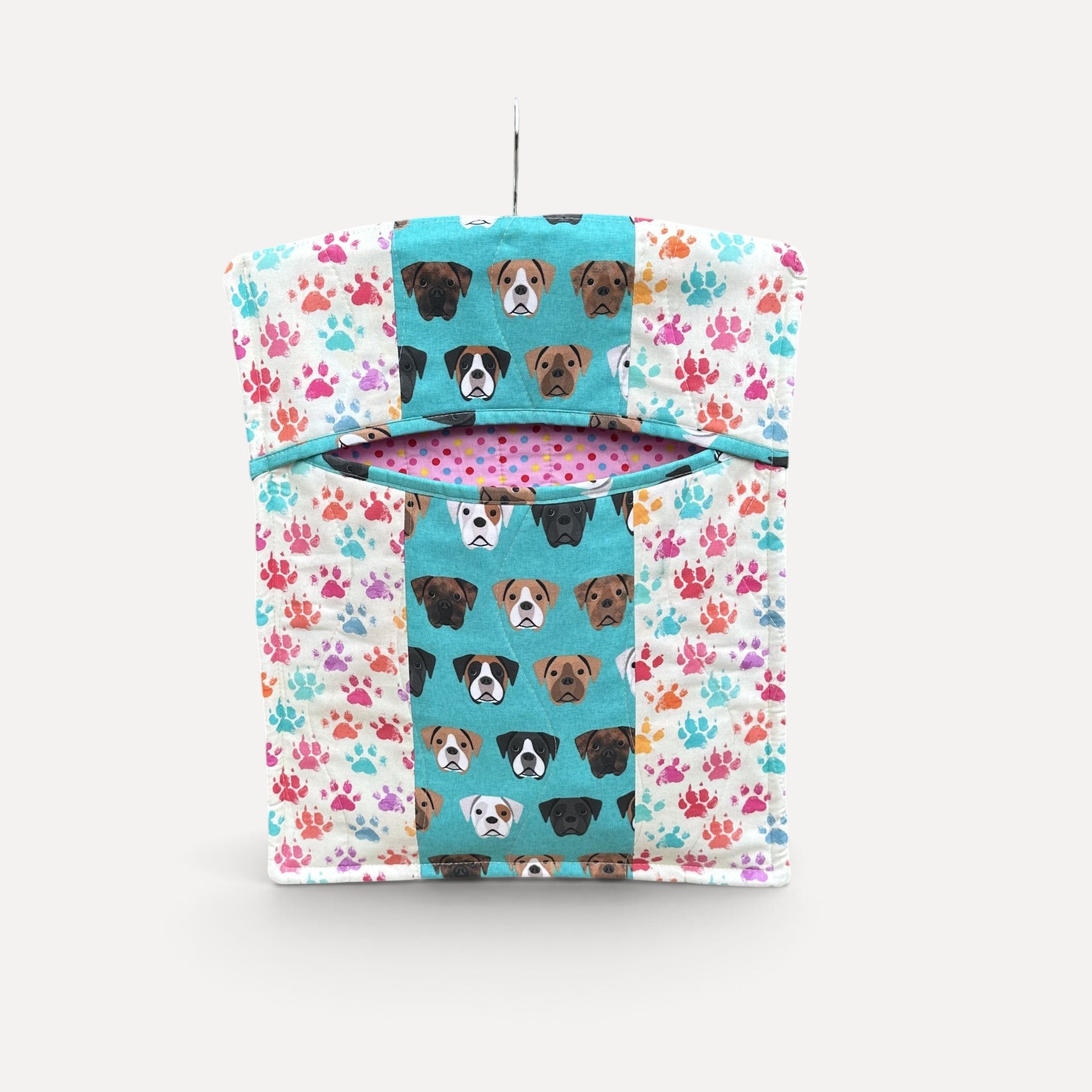 Boxer Dog Quilted Peg Bag – Pink or Turquoise