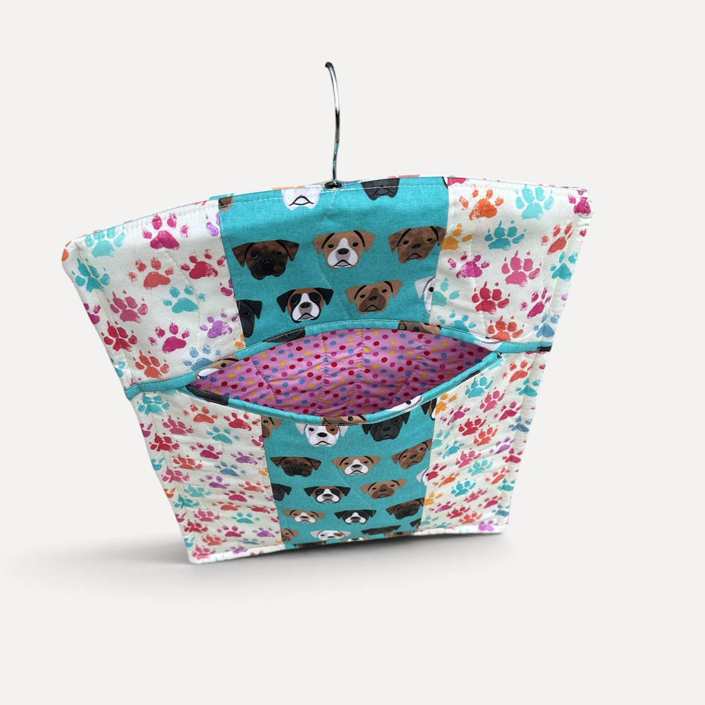 Boxer Dog Quilted Peg Bag – Pink or Turquoise