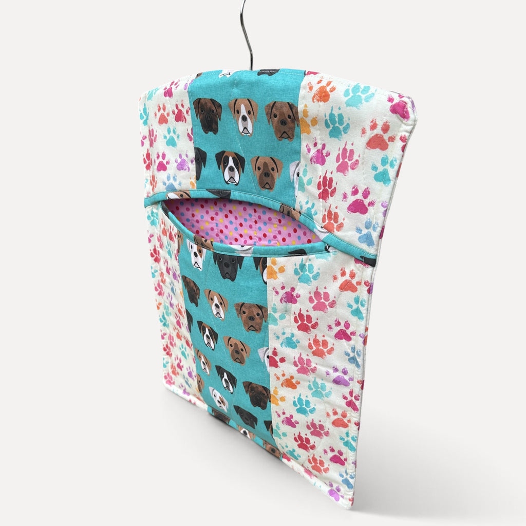 Boxer Dog Quilted Peg Bag – Pink or Turquoise