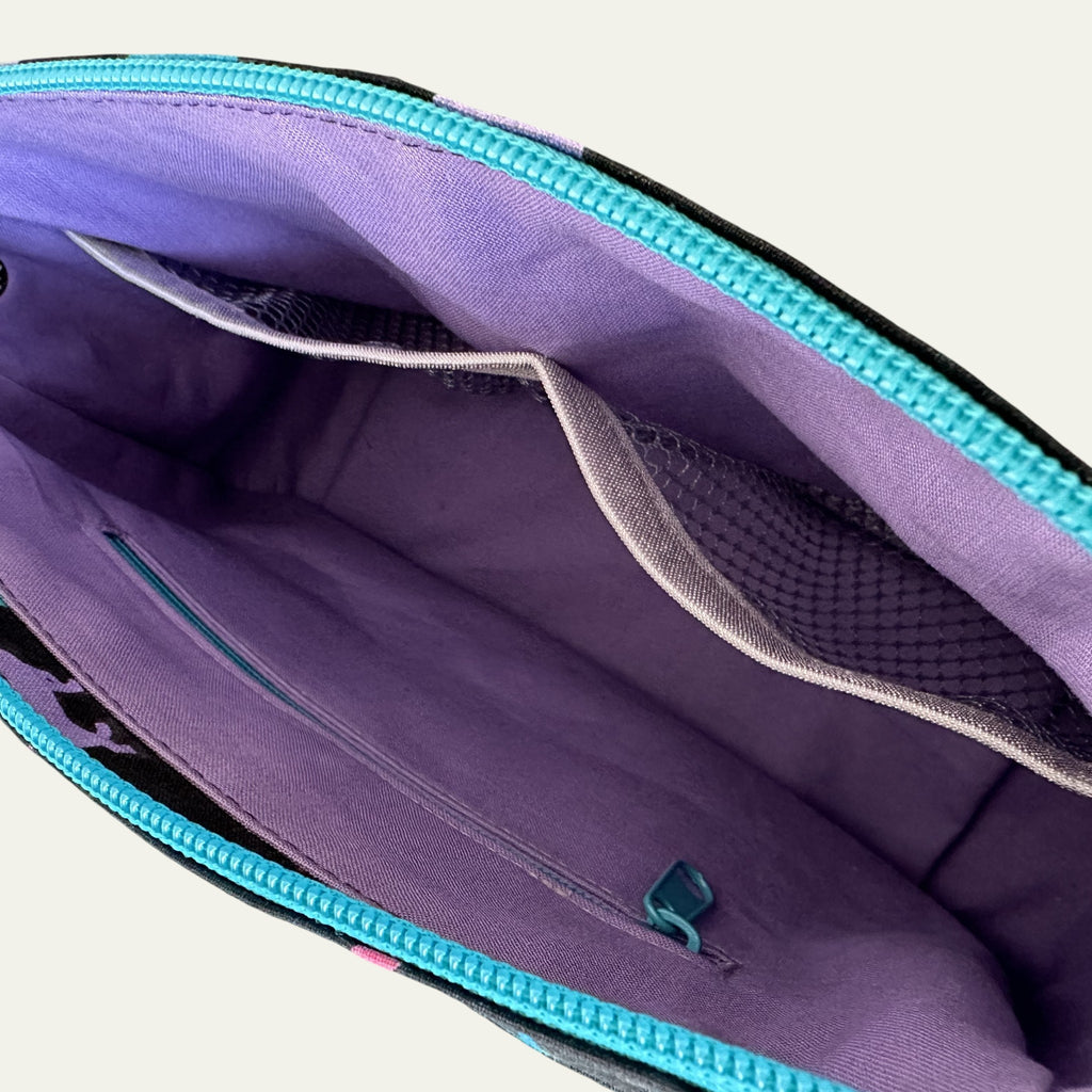 Luxury Cat Print Zipper Storage Pouch – Handmade with Leather Base