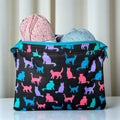 Luxury Cat Print Zipper Storage Pouch – Handmade with Leather Base