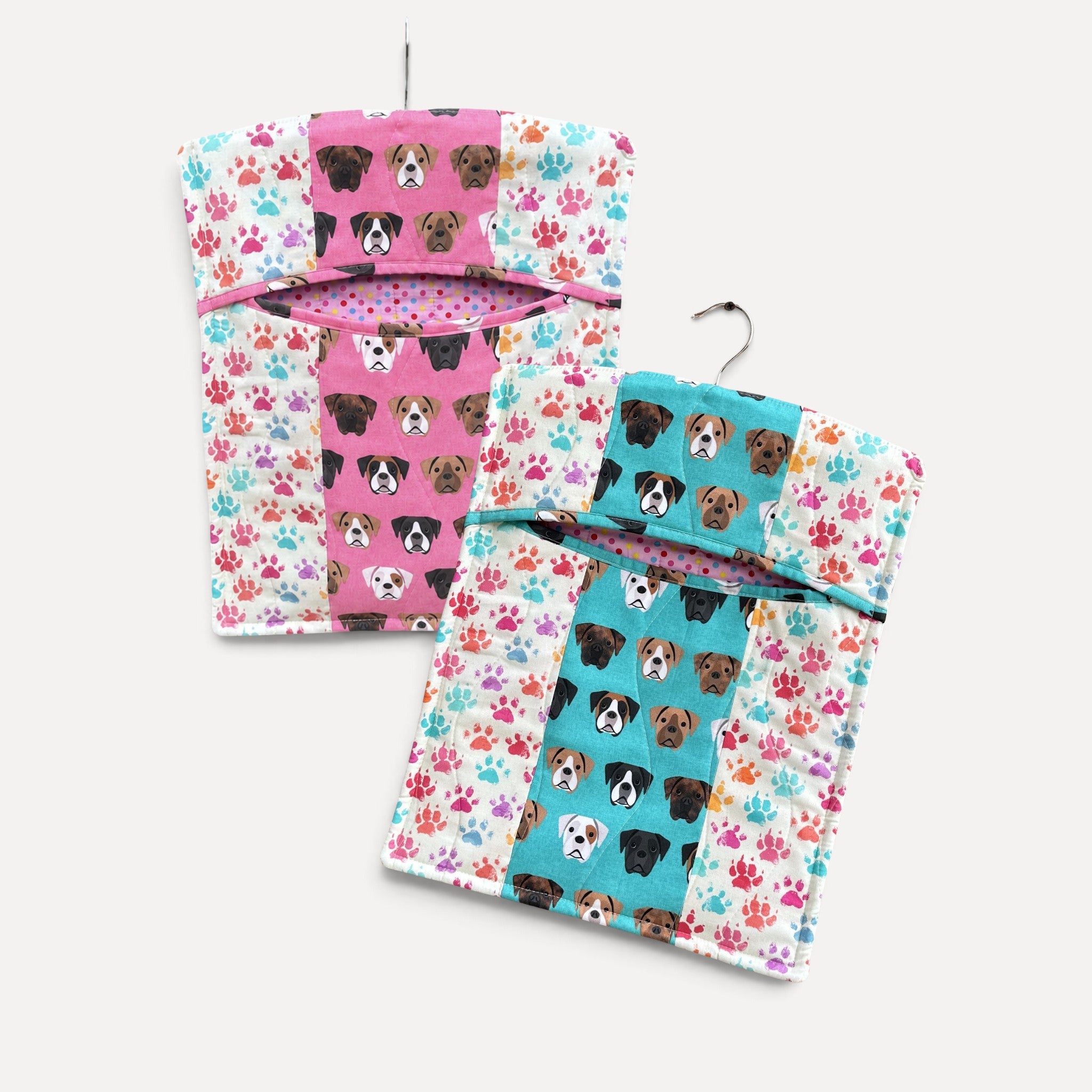 Boxer Dog Quilted Peg Bag – Pink or Turquoise