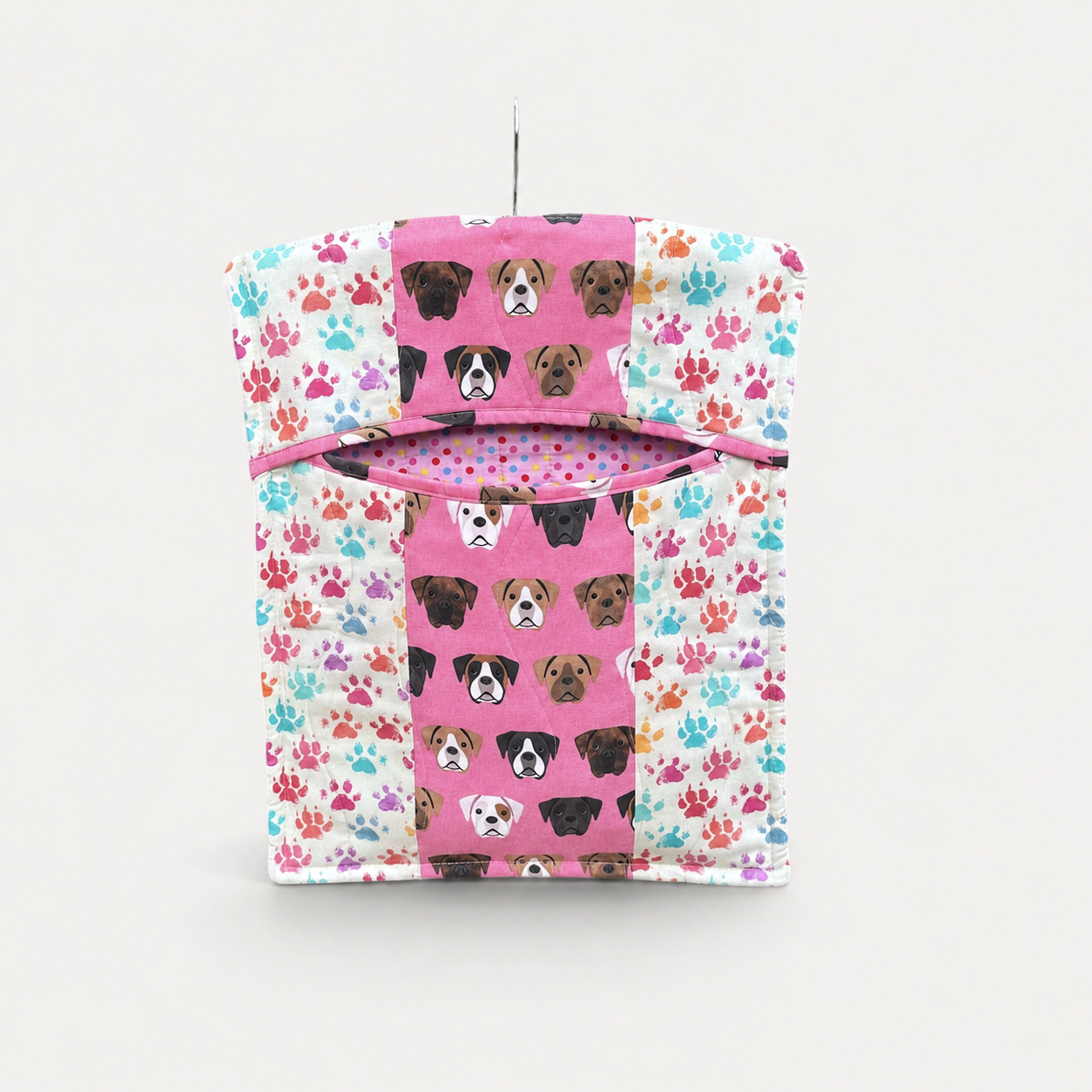 Boxer Dog Quilted Peg Bag – Pink or Turquoise